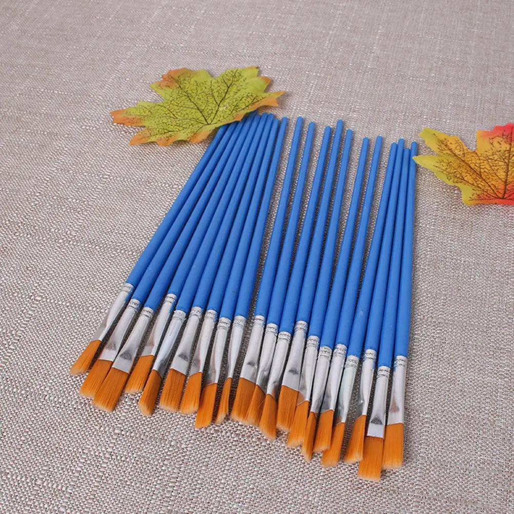 30Pcs Nylon Hair Watercolor Painting Brushes Set Short Handle Detail Art Paintbrushes for Watercolor Oil Gouache Acrylic