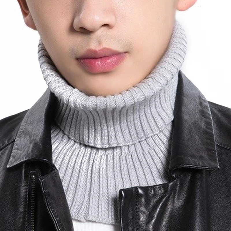 Winter Knitted Fake Collar Scarf Men Neck Scarf Collar Wrap Scarf Ribbed Warm False Collar Neck Sleeve Scarf Cycling Elastic