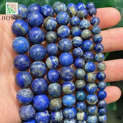 100% Natural Lapis Lazuli Smooth Round Loose Beads DIY Handmade Bracelets Earrings for Jewelry Making 15'' Inch 4/6/8/10/12mm