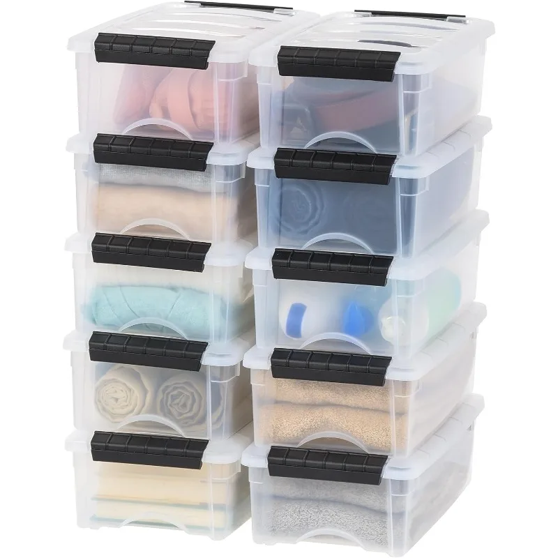 6 Quart Stackable Plastic Storage Bins with Lids, 10 Pack - BPA-Free, Made in USA - See-Through Organizing Solution