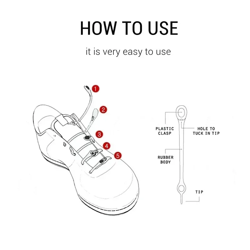 Silicone Impermeável Sneakers Laces, Cadarços Elásticos Redondos, Lazy Shoe Accessories, Sem Gravata