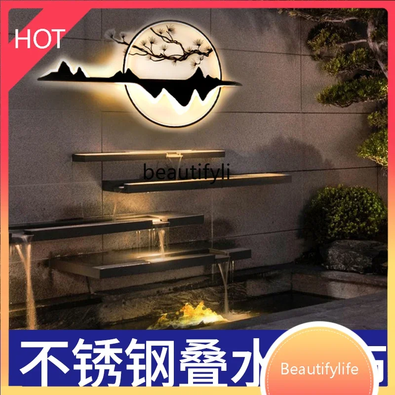 Flowing Water Water Curtain Wall Landscape  Outdoor Courtyard Flow Sink Garden Fish Pond Bath Curtain Stainless Steel Waterfall