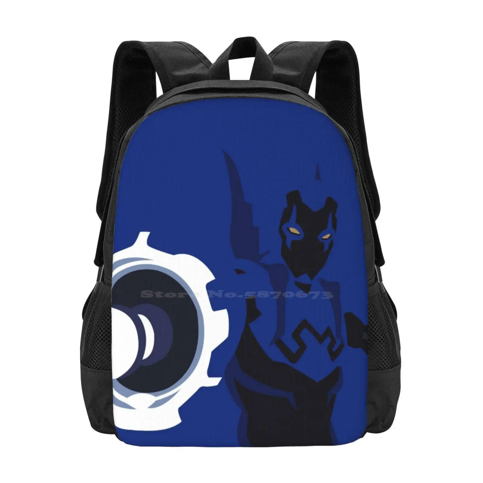 Blue Beetle Minimalism Backpack For Student School Laptop Travel Bag Young Justice Minimalism Minimalistic Black Grey Simple