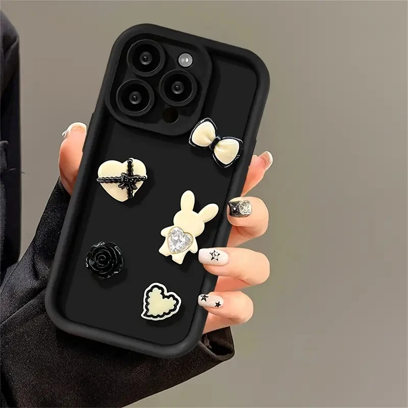 Cute 3D Heart Rabbit Silicone Phone Case For Xiaomi Redmi Note 13 12 Pro Plus 4G 5G 13 12S 11S 11 10S 10 Redmi 12 13C Soft Cover image 4