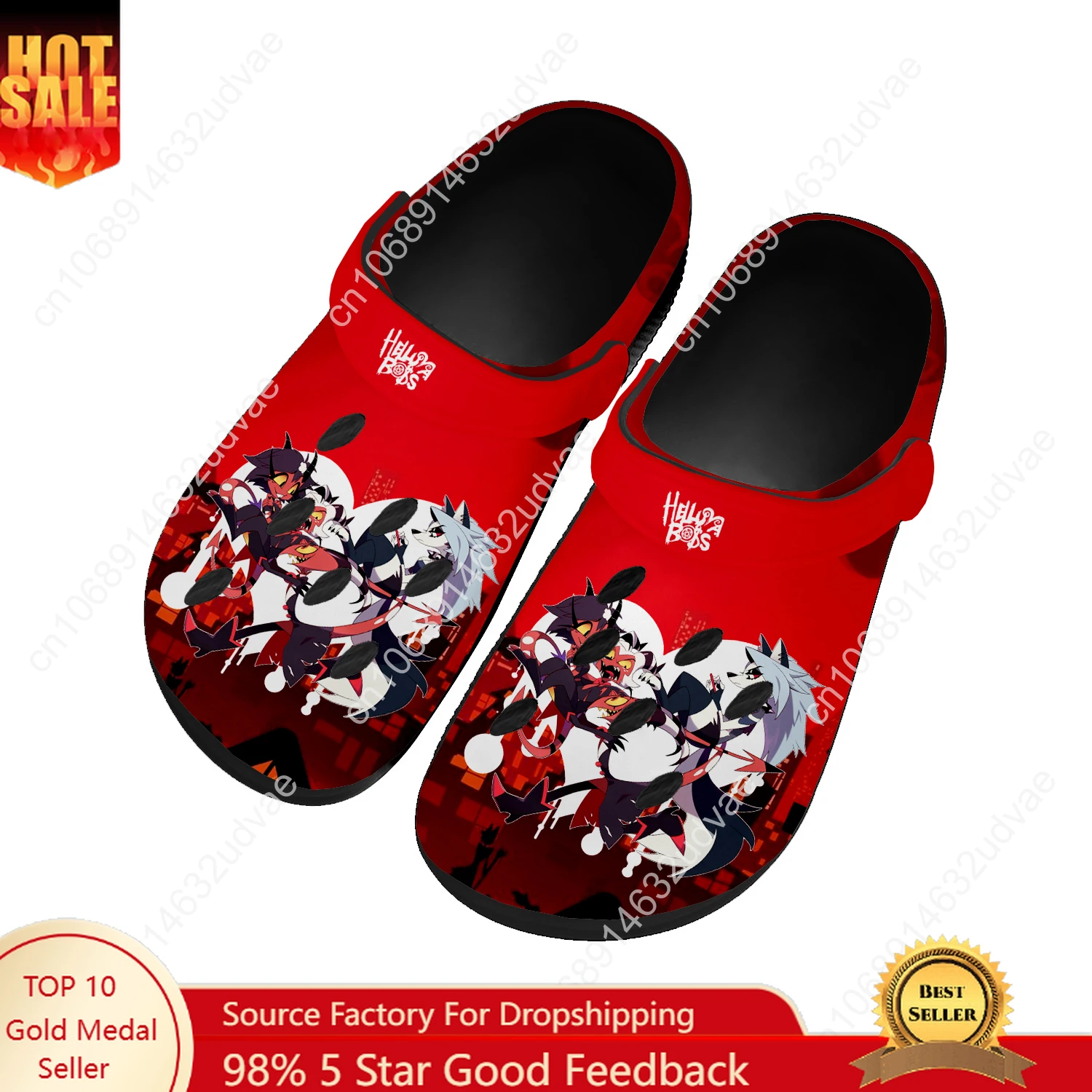 

Helluva Boss Water Shoes Mens Womens High Quality Fashion Home Garden Clogs Customizd Sandals Beach Breathable Hole Slippers