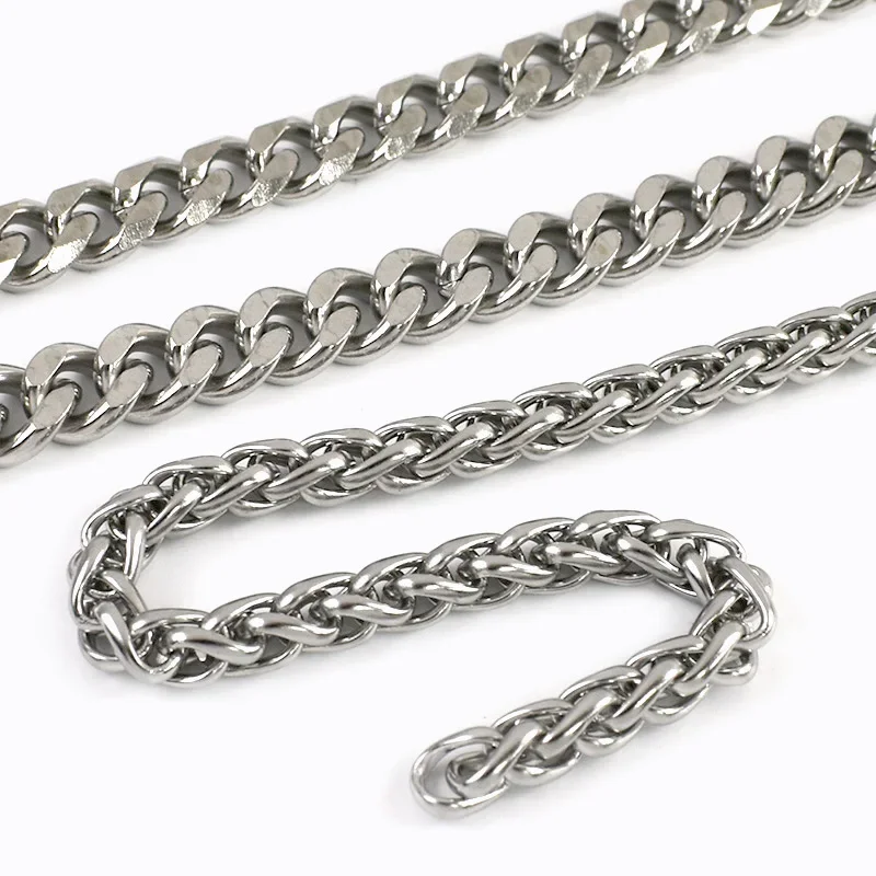 100/200 cm 3-12mm schaukel Tasche Edelstahl Metall Kette Männer Frauen Hosen Dekor Schnallen Schmuck Twisted Ketten DIY Zubehör