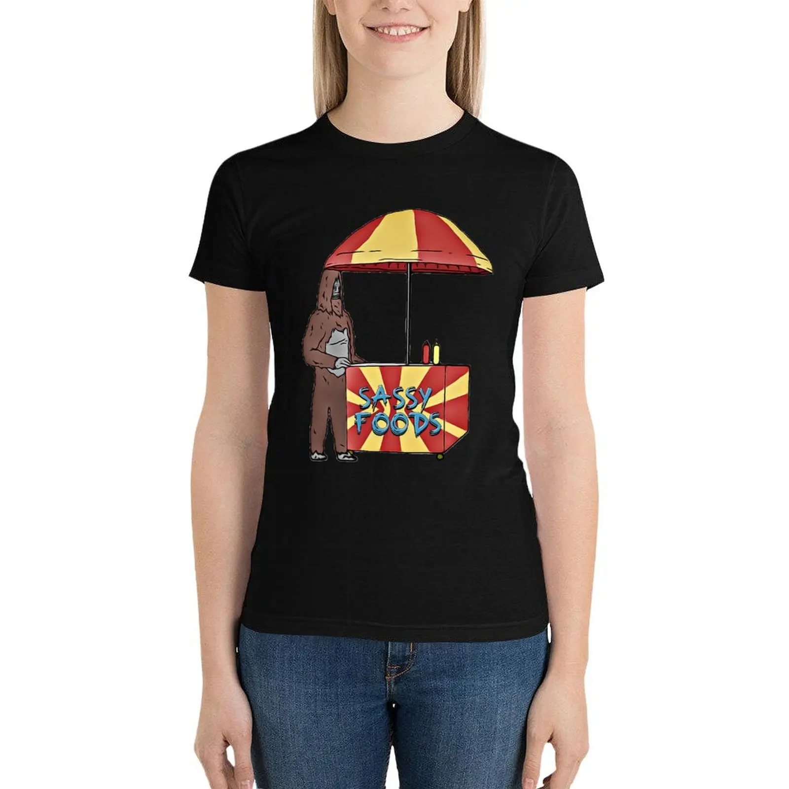 Женская футболка Sassy Foods 2 The Big Lez Show, блузка, эстетическая одежда, летний топ, роскошная дизайнерская одежда Женская футболка Sassy Foods 2 The Big Lez Show, блузка, эстетическая одежда, летний топ, роскошная дизайнерская одежда