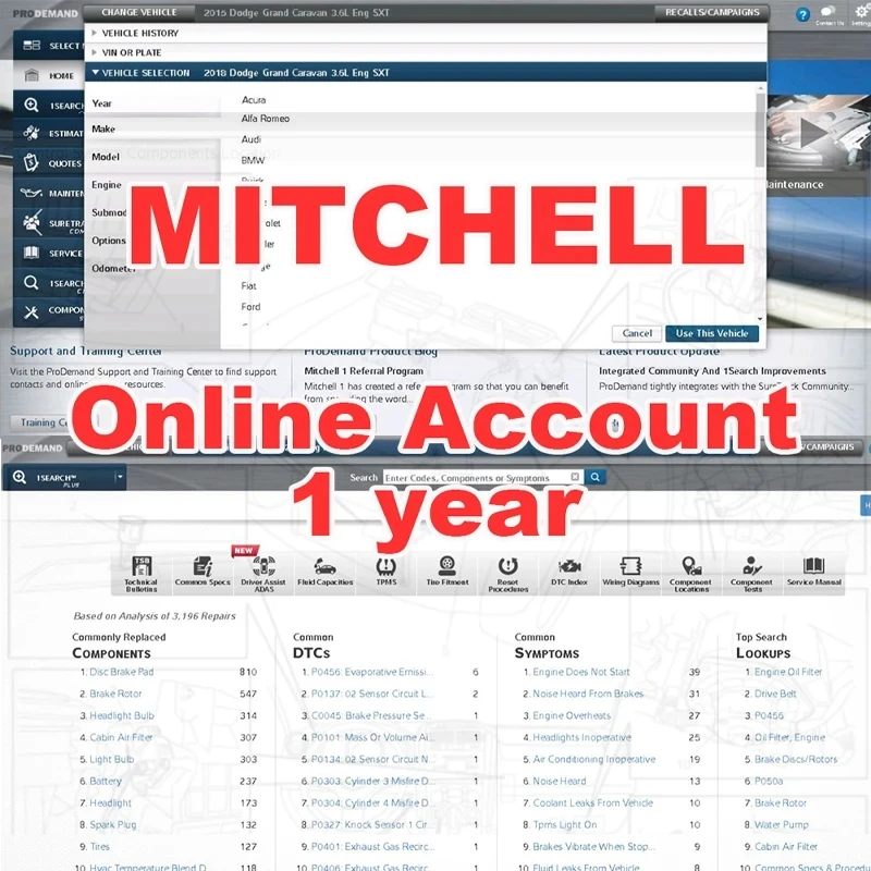 Alldata Autodata Identifix Mitchell One Year Online Account 4in1 Auto Repair Software Updatable Online All Data Car Parts Lookup