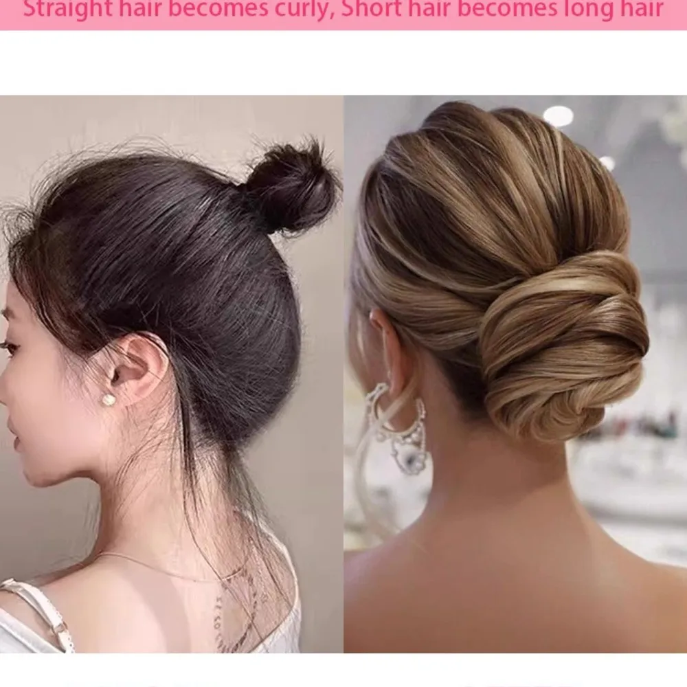 Straight Hair Bun Scrunchie Synthetic Updo Hairpiece Volume Extension Messy Wrap Chignon Elegant Wigs For Daily Beauty