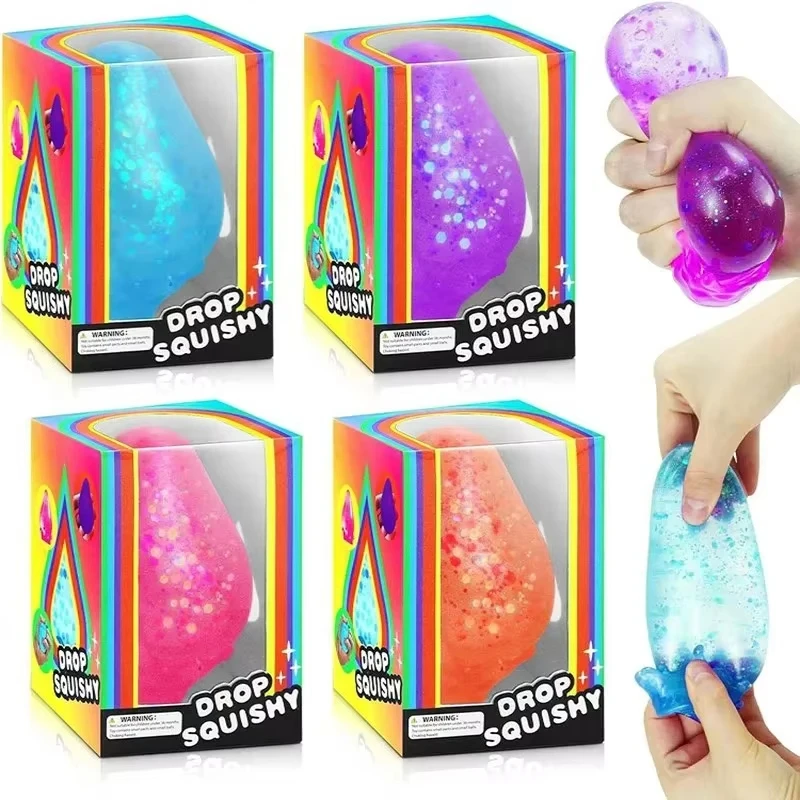 Image of NEEDOH Wassertropfenförmige sensorische Quetschspielzeuge, weiche Stressabbau-Spielzeuge mit langsamer Rückfederung, Überraschungsgeschenke für Kinder und Erwachsene, beliebt.