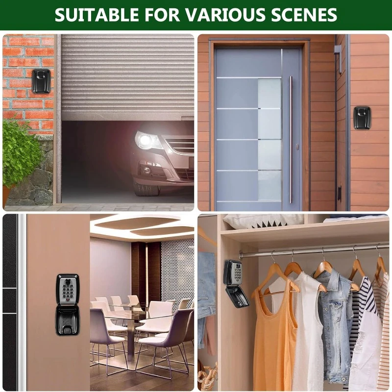 2024 New Combination Key Lock Box Wall Mounted Safe Outdoor Waterproof Rustproof Key Security Locker 4 Digit Combination