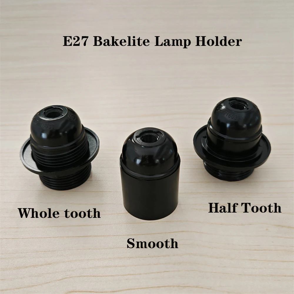 

DIY Black E27 Self-locking Bakelite Lamp Holder LED Light Head Socket Lighting Fitting Floor Desktop Light Bulb Base 4A 250V