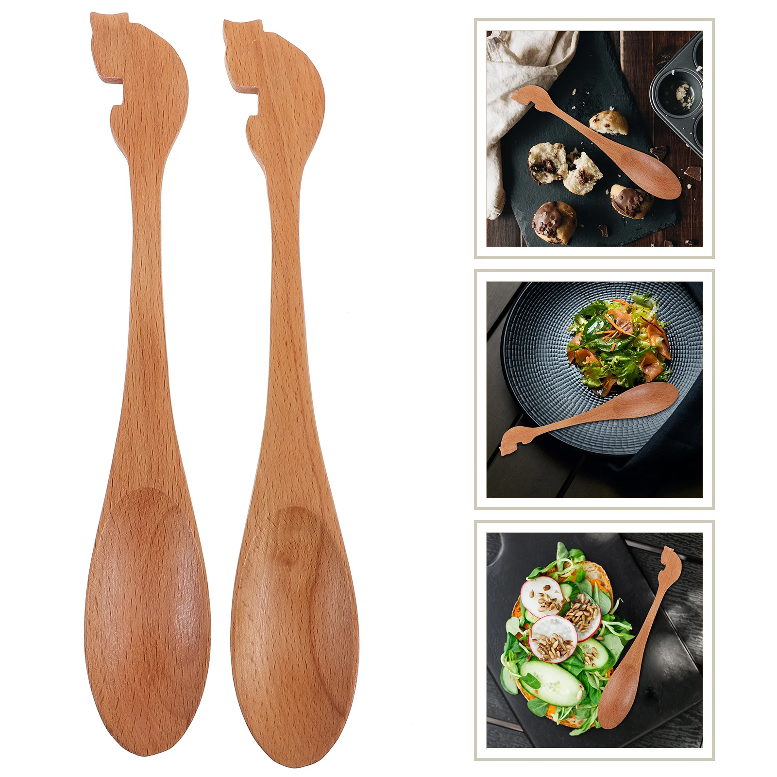 

2 pcs Coffee Wood Spoon Long Handle Thickened Mixing Spoon For Tea Honey Latte Stirring Kitchen Utensil Wedding Party Gift