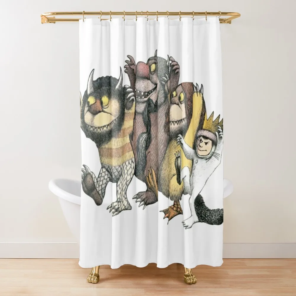 

Where the wild things are, Max with Wolves Shower Curtain Cute Shower For Bathrooms For Bathroom Shower Curtain