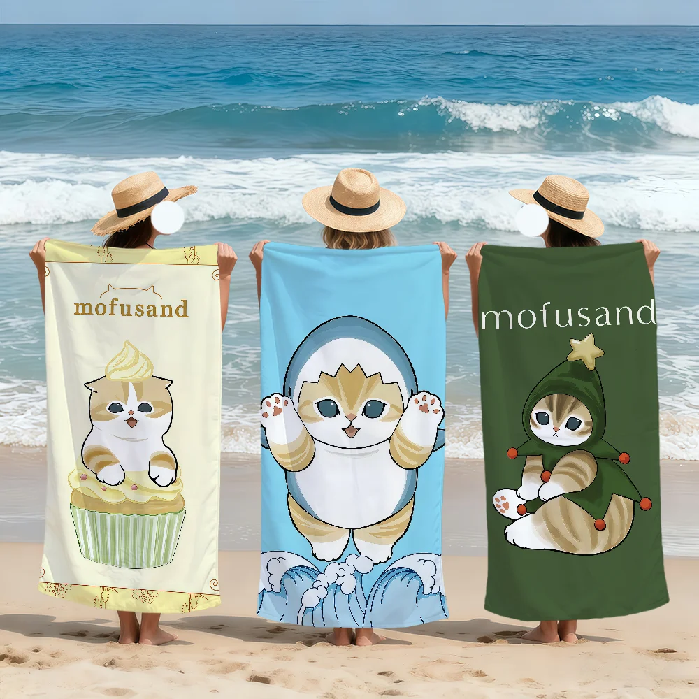 kawaii cartoon cat kitten cute M-Mofusand Soft Beach Towels Quick Dry Pool Towel for Travel Gym bathing Spa Camp sport Gift