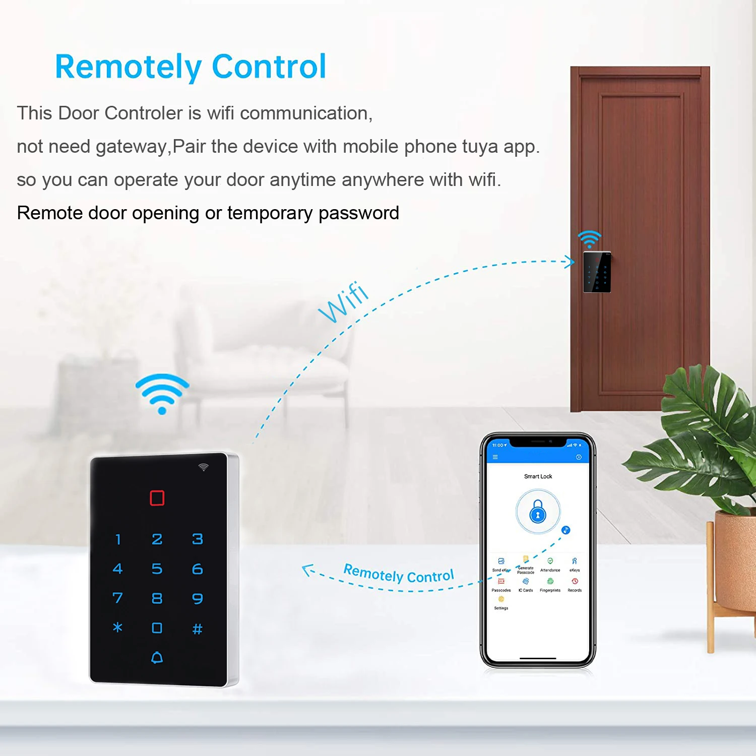 RFID Wifi Tuya APP Standalone Access Control keypad Backlight Touch Card Reader Wiegand Input and Output Waterproof(optional)