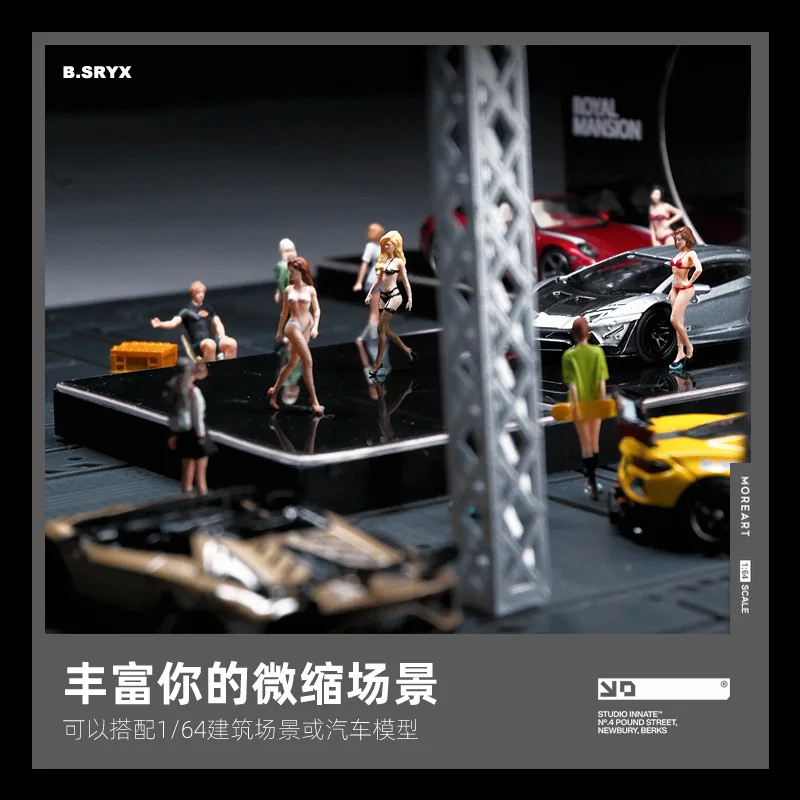 1:64 Anime Badpak model Figuur Mini Pop Model miniatuur Fotografie rekwisieten Scène Model DIY Zandtafel landschapsarchitectuur ornament