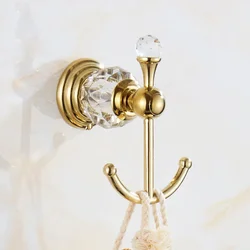 Chrome/Gold Crystal and Stainless steel Robe Hook Wall Mount Single Screw Towel Holder Bathroom Accessories Clothes Hook Hanger