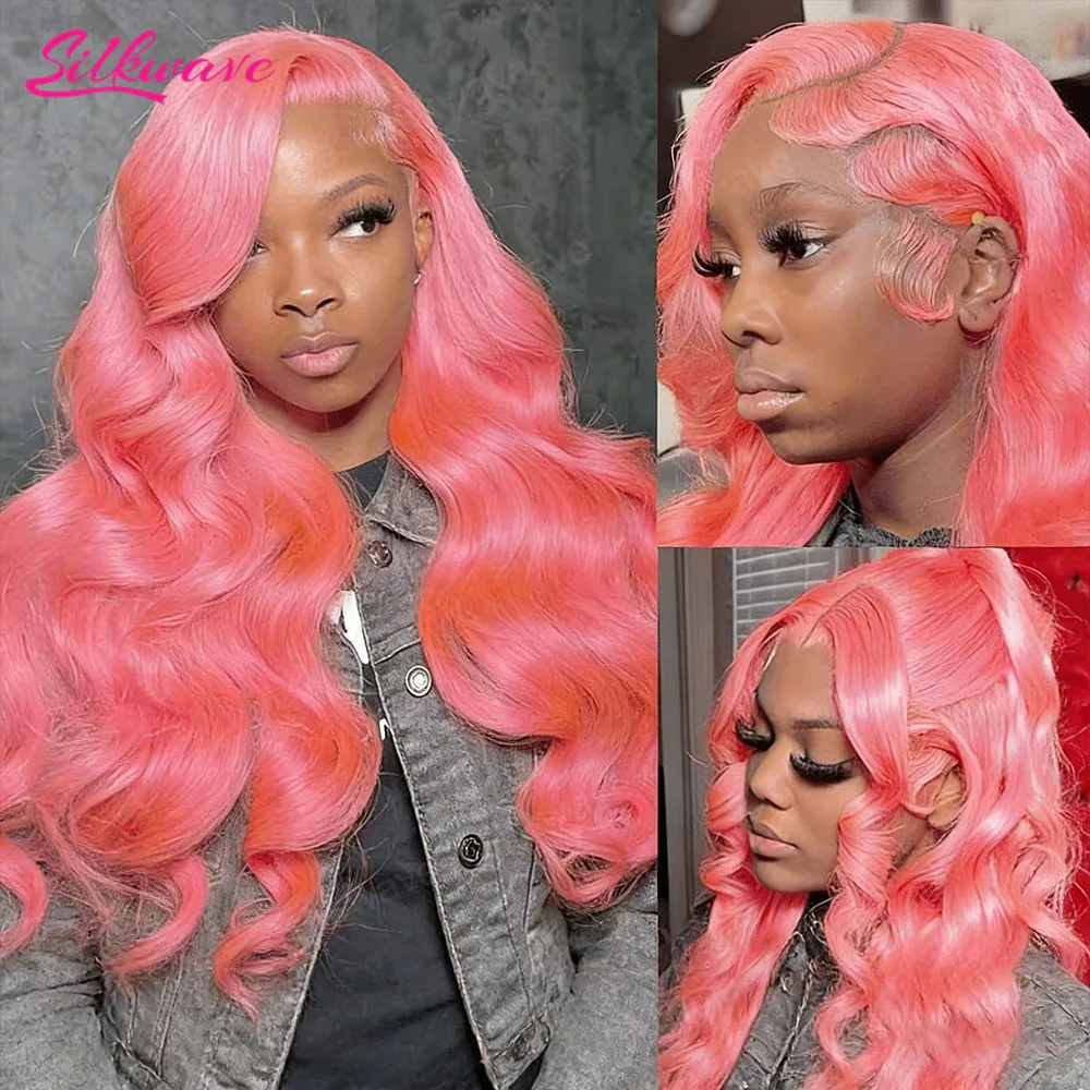 

Pink Human Hair Wig Body Wave Lace Front Wig 13X6 Hd Lace Frontal Wig 250 Density Brazilian Hair 30 Inch Colored For Black Women