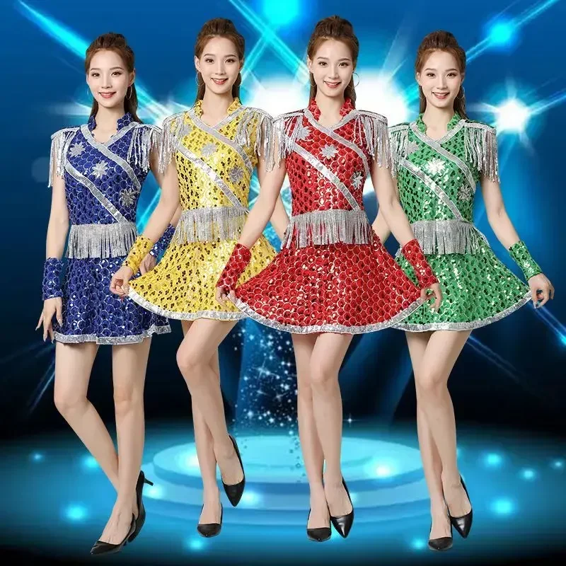 Sequin Hip Hop Jazz Dance Dress for Women Modern Stage Performance Street Dance Costumes DS Set Rave Outfit Gogo Dj Clothing