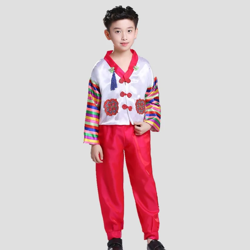 2022 New Arrival Long-Sleeved Boys Kids Hanbok Creative Simple Children\'s Hanbok Traditional Korean Performance Costume LC782