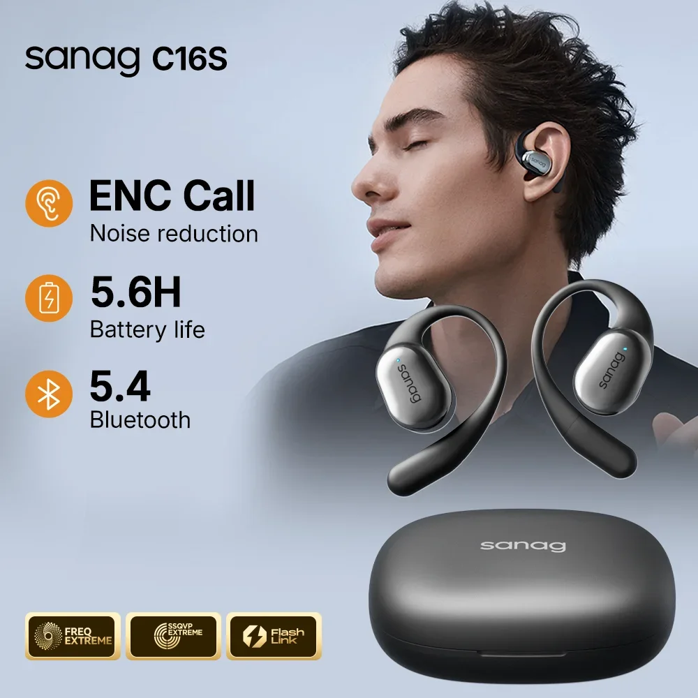Sanag C16S Open Ear OWS Earphones Bluetooth 5.4 Wireless Headphones HiFi Sound Sports TWS Earbuds Flash-sale Choice Headset