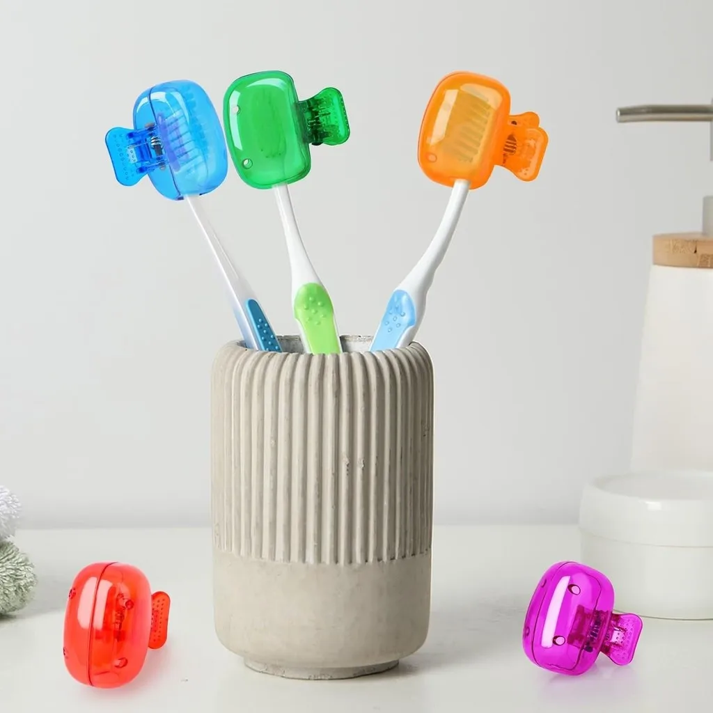 2/4Pcs Travel Toothbrush Toothbrush Protector Cap Brush Pod Case Portable Plastic Clip for Home Travel, Camping, School, Busines
