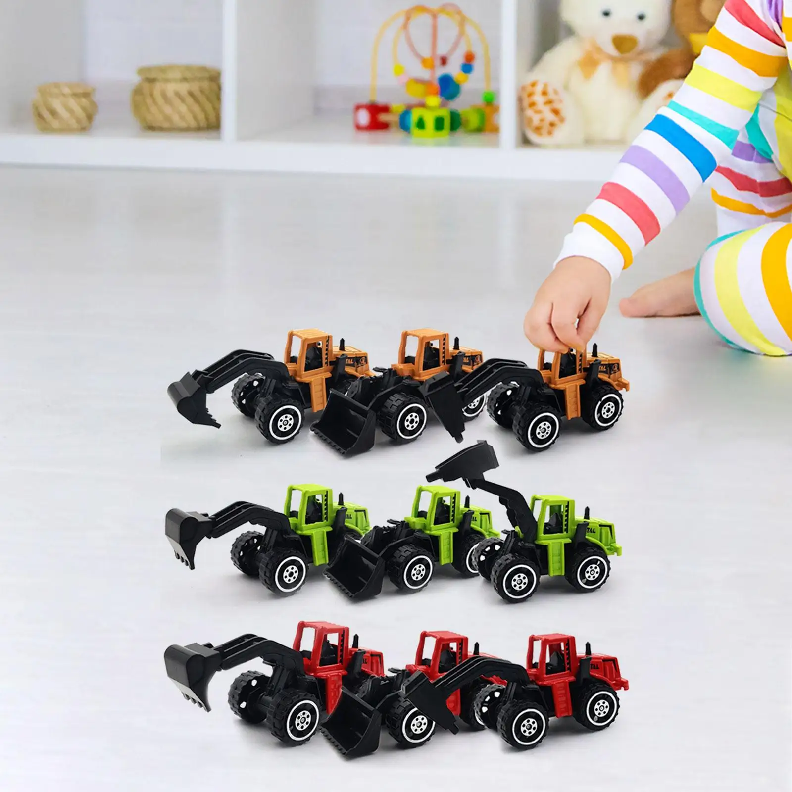 12 coches de juguete para tirar hacia atrás, coches de aleación, coche de juguete Push and Go, juguetes de dibujos animados, vehículos para juegos de rol, regalos, decoración de mesa para niños y niñas