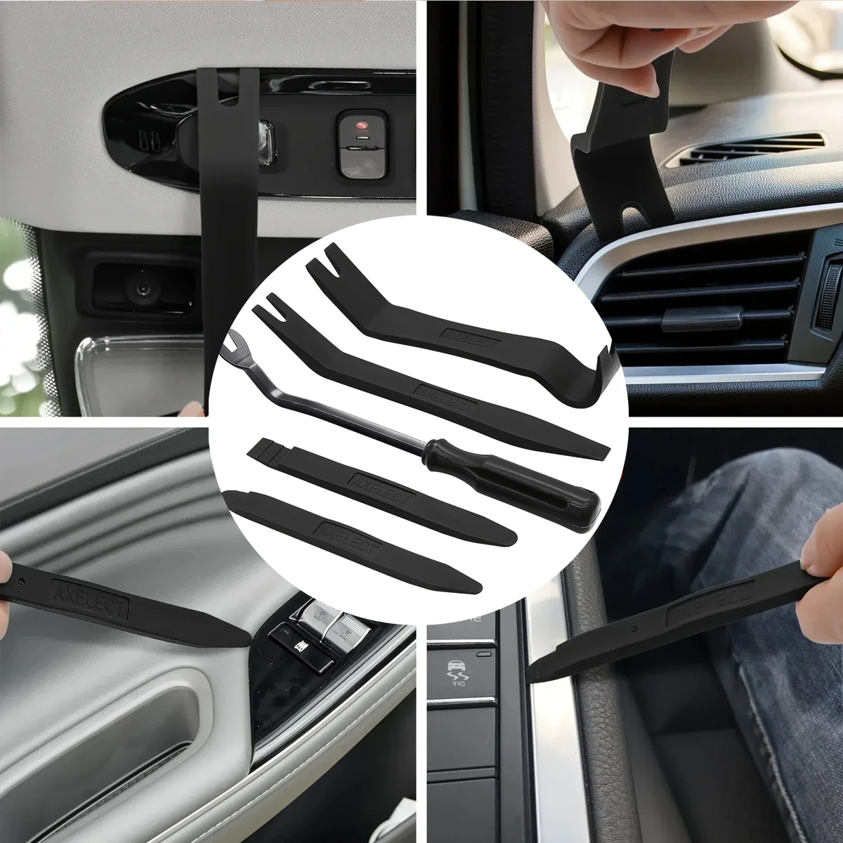 5-teiliges Werkzeugset zum Entfernen von Auto-Trimmungen, kein Kratzer, Kunststoff-Hebelwerkzeug-Set – Set zum Entfernen von Clip-Befestigungselementen für die Innentürverkleidung für Fahrzeuge