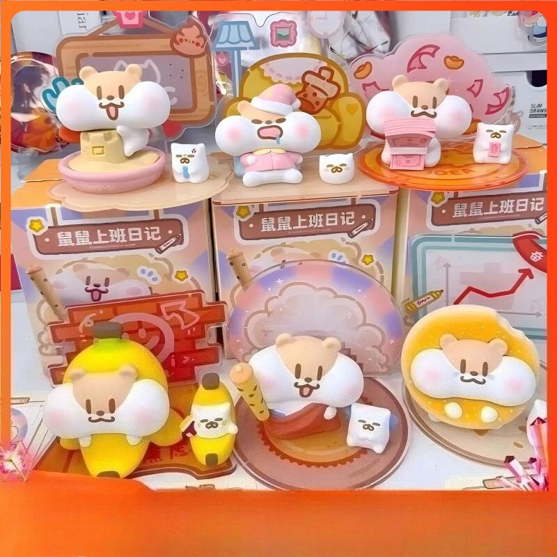 

Milk Tea Mouse Work Diary Peripheral Blind Box Cute Figure Trendy Doll Toys Gifts for Girls Desktop Decoration