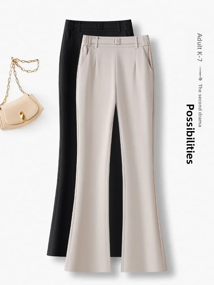 

High Waist Wide Leg Pants Women's Summer Thin Casual Suit Pants Slimming Flared Trousers Korean Style Long Pants Modal Nylon ...