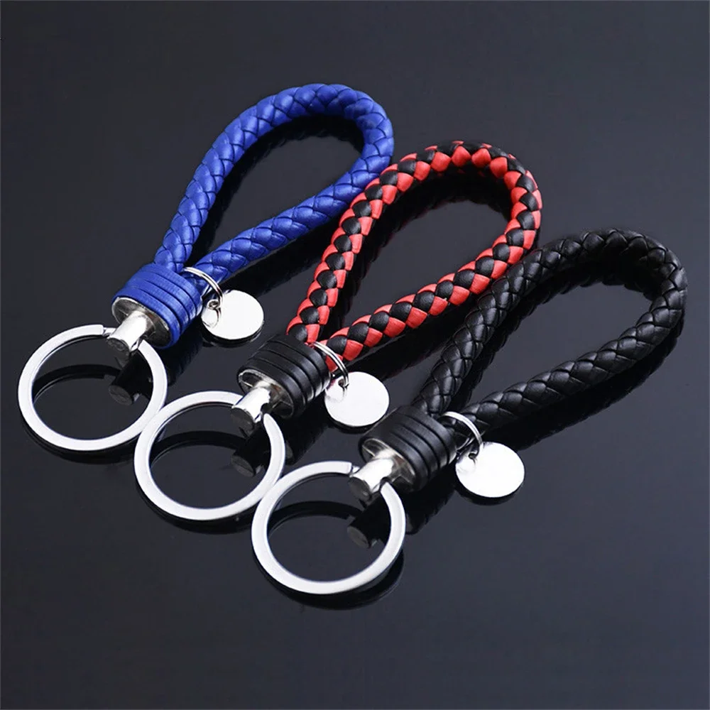 Creative Hand-woven Leather Keychains Charms Men Women Waist Keyring Pendant Bag Ornaments Accessories Car Key Ring Decorations