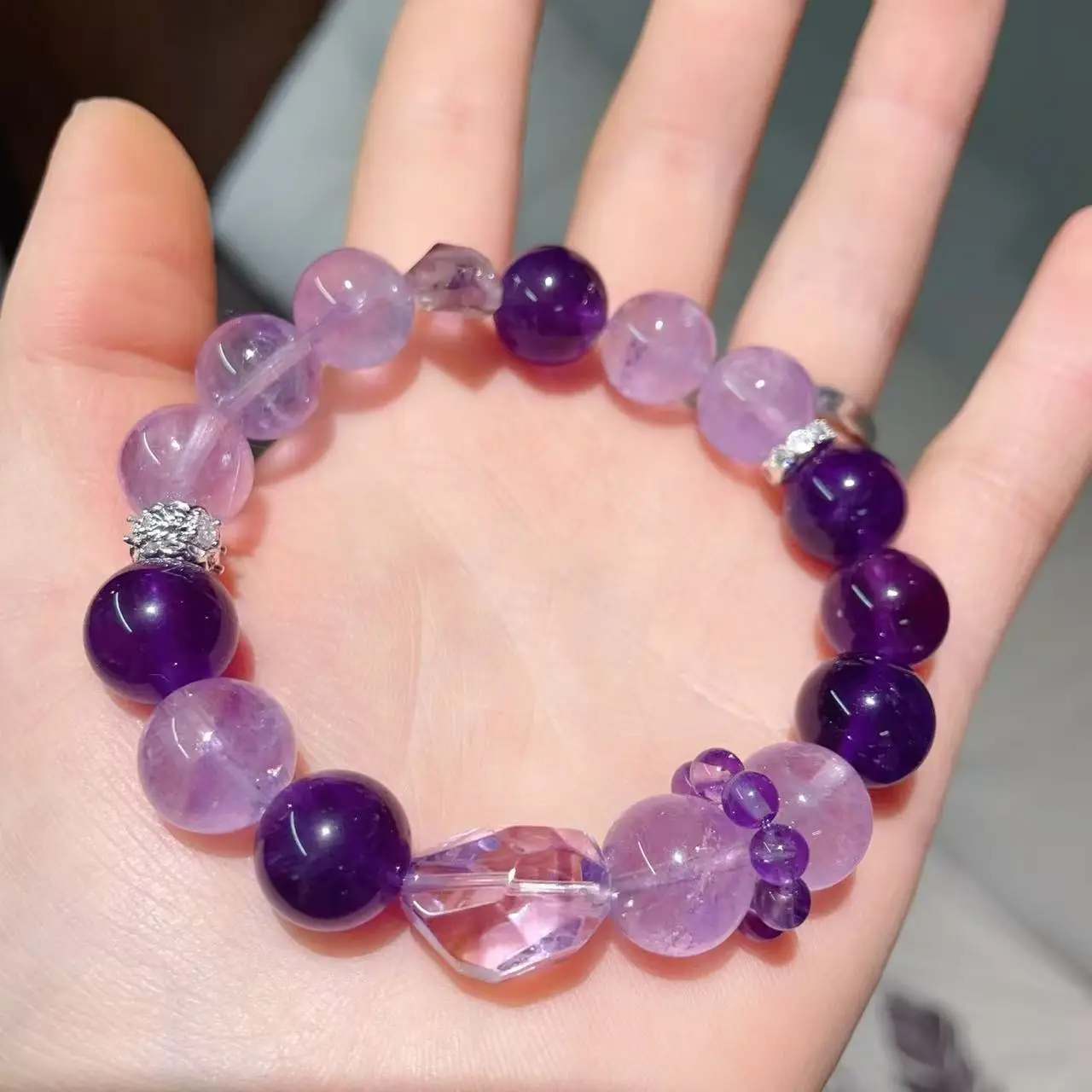 

Natural Duobao Amethyst Bracelet, Nine Purple From Fire Men's Lucky Bracelet