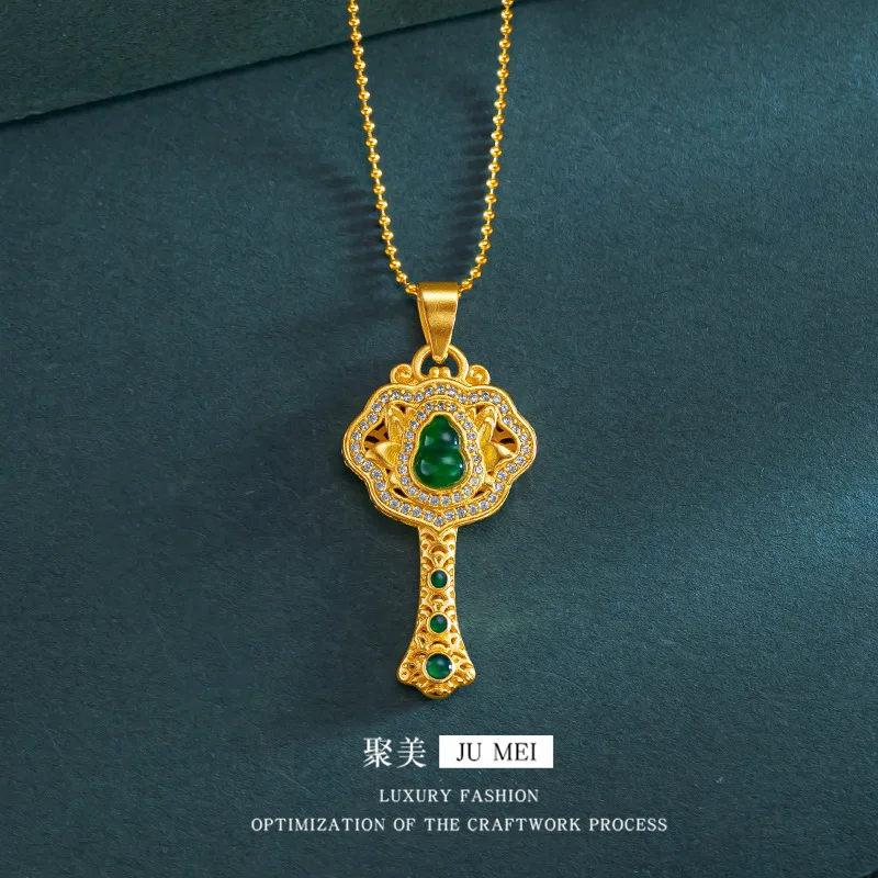 9999 24K real gold store, same style gold jewelry, women's necklace, auspicious pendant, sexy gift jewelry