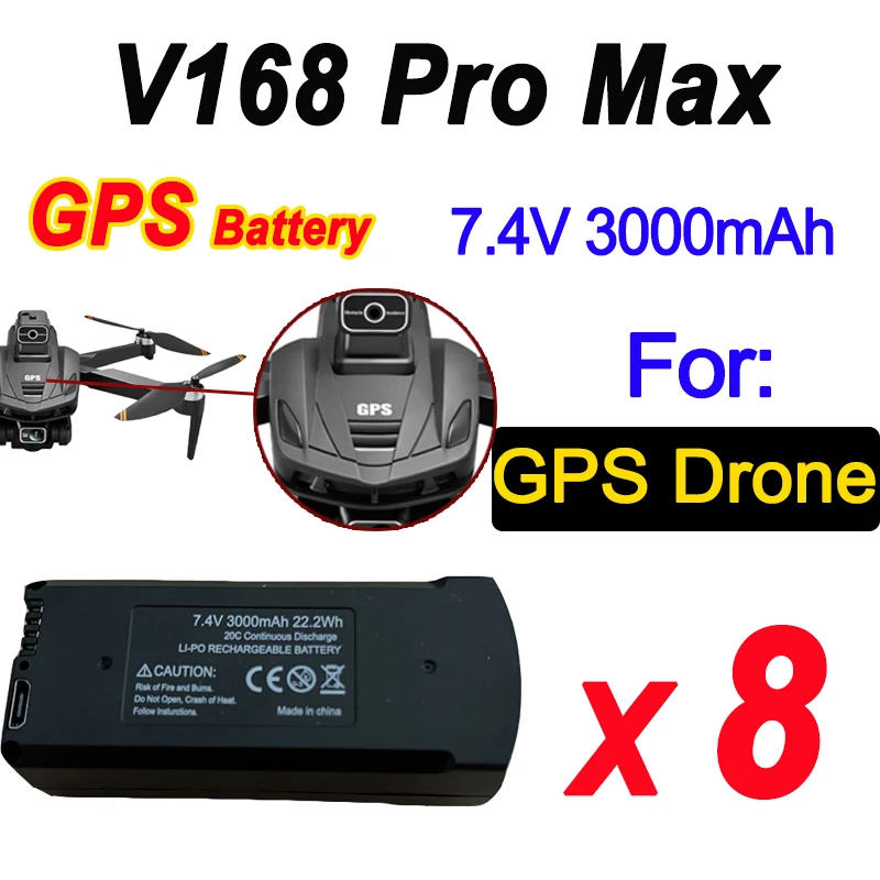 Originele V168 GPS Batterij 7.4V 3000mAh Voor V168Pro Max Drone 3.7V 2000mAh Batterij Voor V168Pro RC quadcopter Accessoires Deel