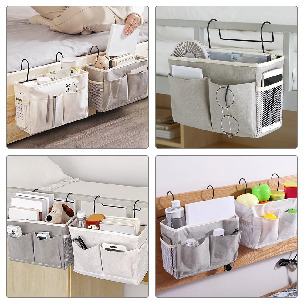 

2Pcs Dorm Bed Rail Storage Hanging Bag Bedside Organizer Sundries Holder Multipurpose Hanging Pouch for Bedside Room Storage