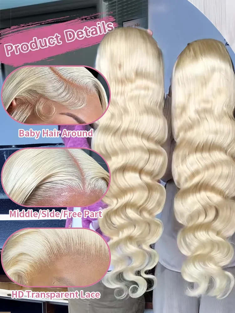 40 46 بوصة 613 الجسم موجة 13x6 HD الدانتيل أمامي خصلات الشعر المستعار الإنسان العسل شقراء البرازيلي الملونة 13x4 الدانتيل الجبهة الباروكات للنساء 250%