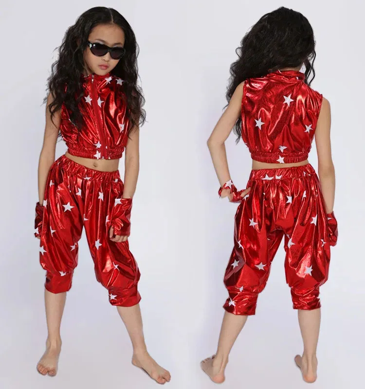 Set Kind Kinder Hip Hop Leistung kurze Hosen Jazz Tanz Kostüme Jazz Tanz Jungen und Mädchen Bühne Tanz kleidung