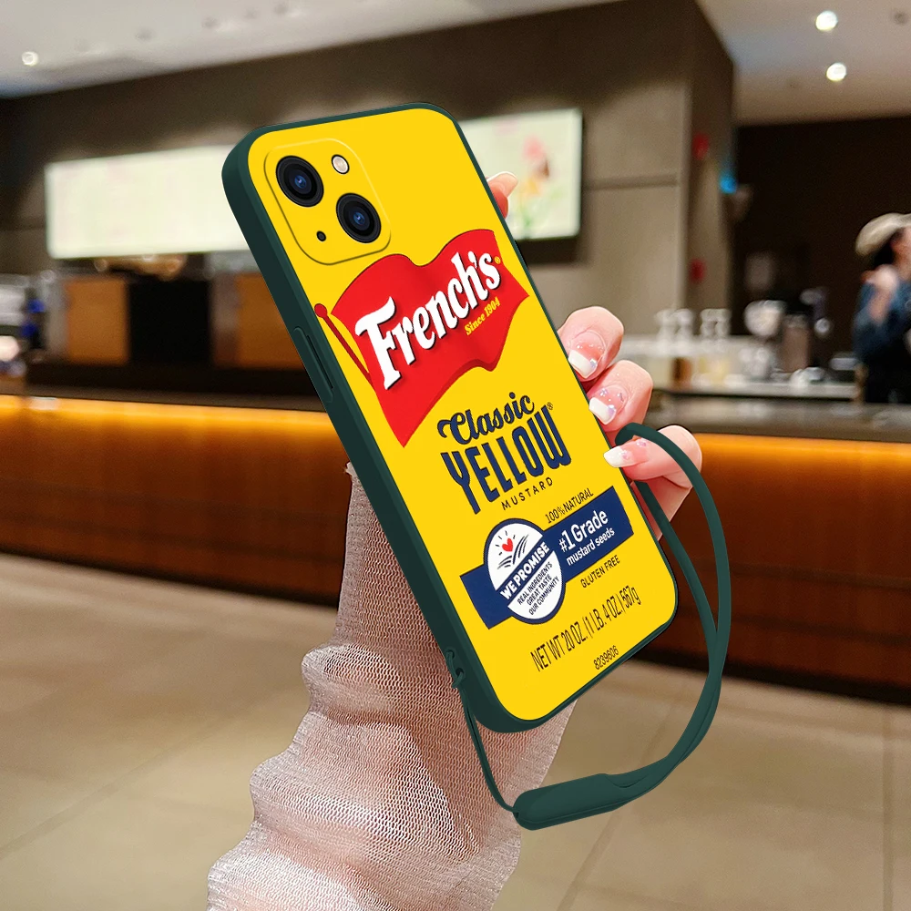 Fashion H-Heinz Tomatos Ketchup mustard Phone Case For iPhone 15 14 13 12 11 Pro Max X XR 8 Plus Silicone Cases with Hand Strap