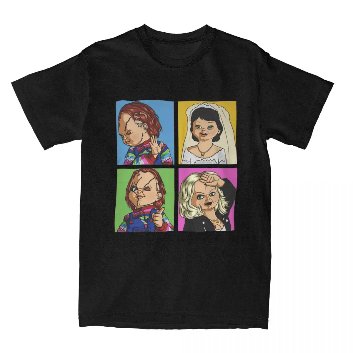 Men\'s T-Shirt Copy Of Chucky And Tiffany Shooting Casual Cotton Tee Shirt Short Sleeve Horror Movie T Shirts O Neck Clothes
