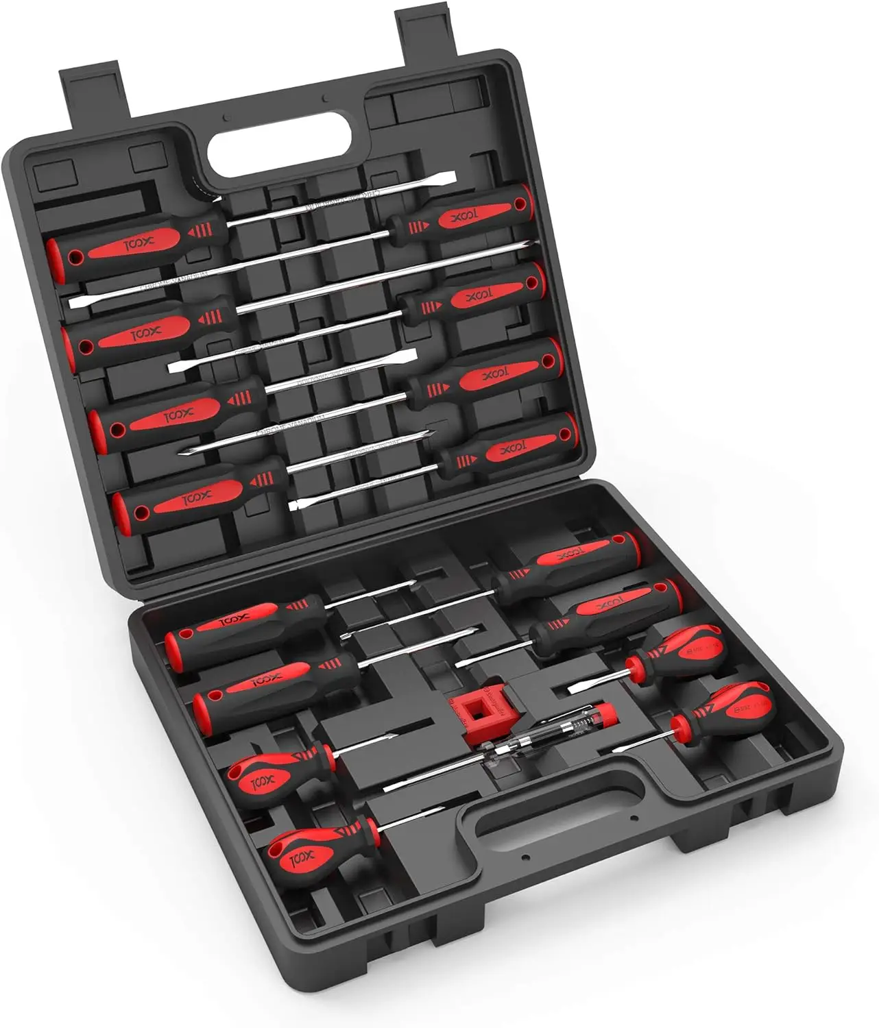 

18 PCS Magnetic Screwdriver Set with Case, 7 Phillips & 9 Slotted Tips, Non-Slip Professional Grip for Repair and Home Improveme