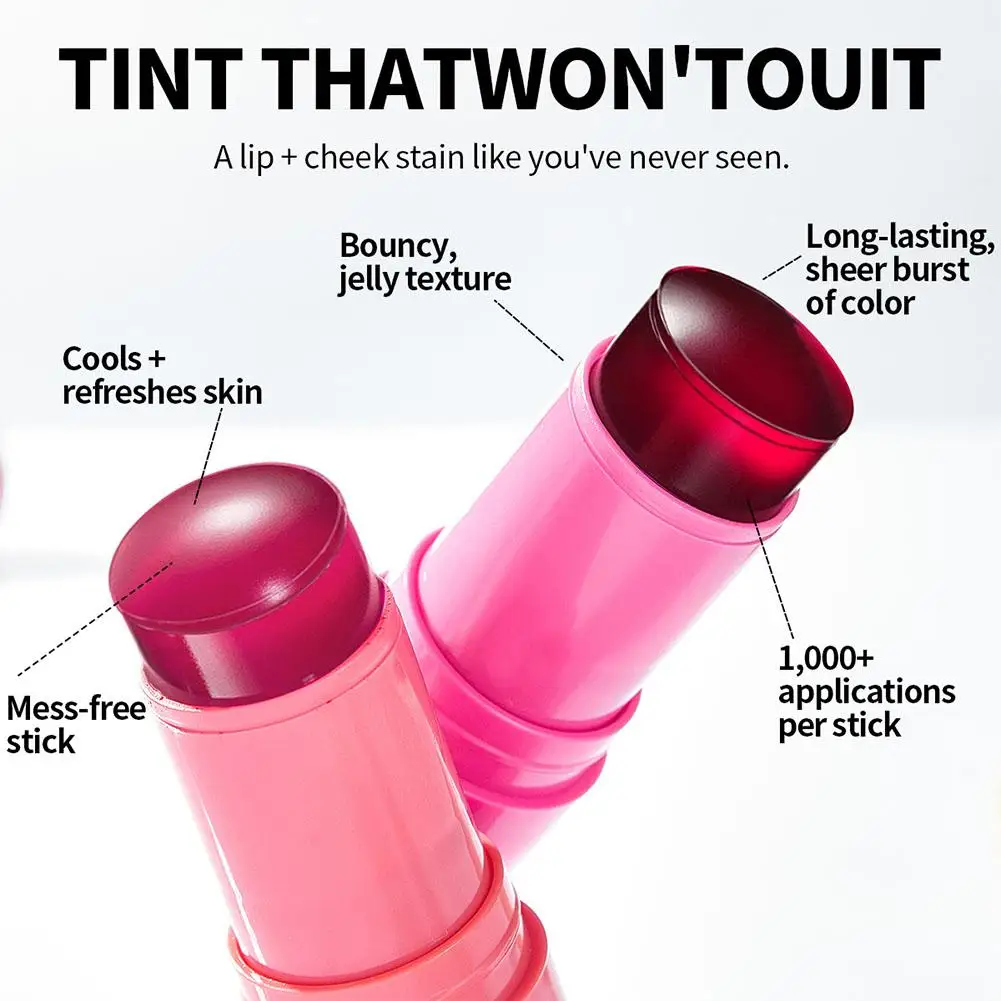 4pcs Original Jelly Blush Stick Milk Makeup Lasting Brightens Facial Cheek Stick Moisturizing Flash Lip Gloss Lip Gloss Face