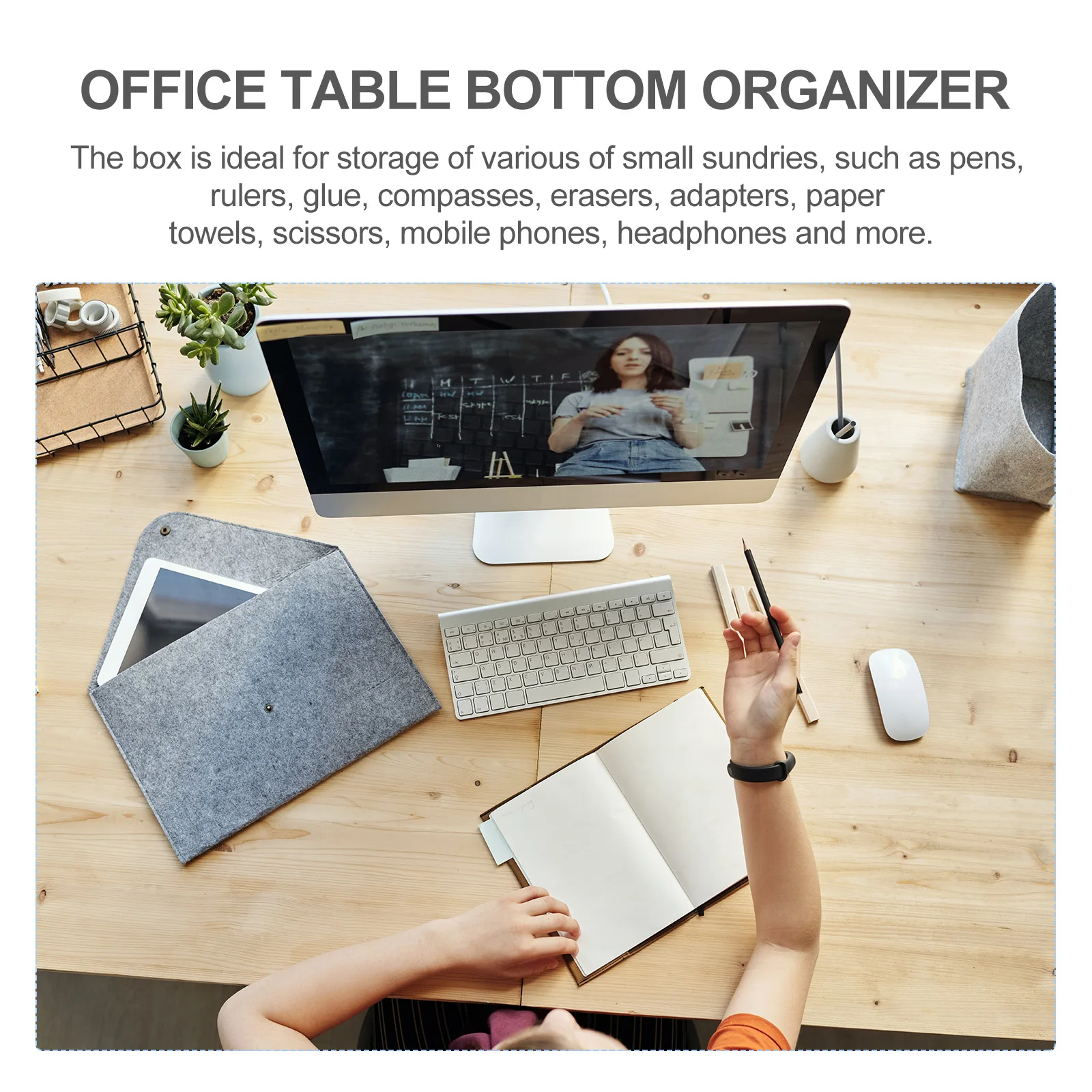 

Plastic Under Desk Pen Case Hidden Storage Box Drawer Organizer Self-Adhesive Sturdy Wear-Resistant Office Desktop Storage