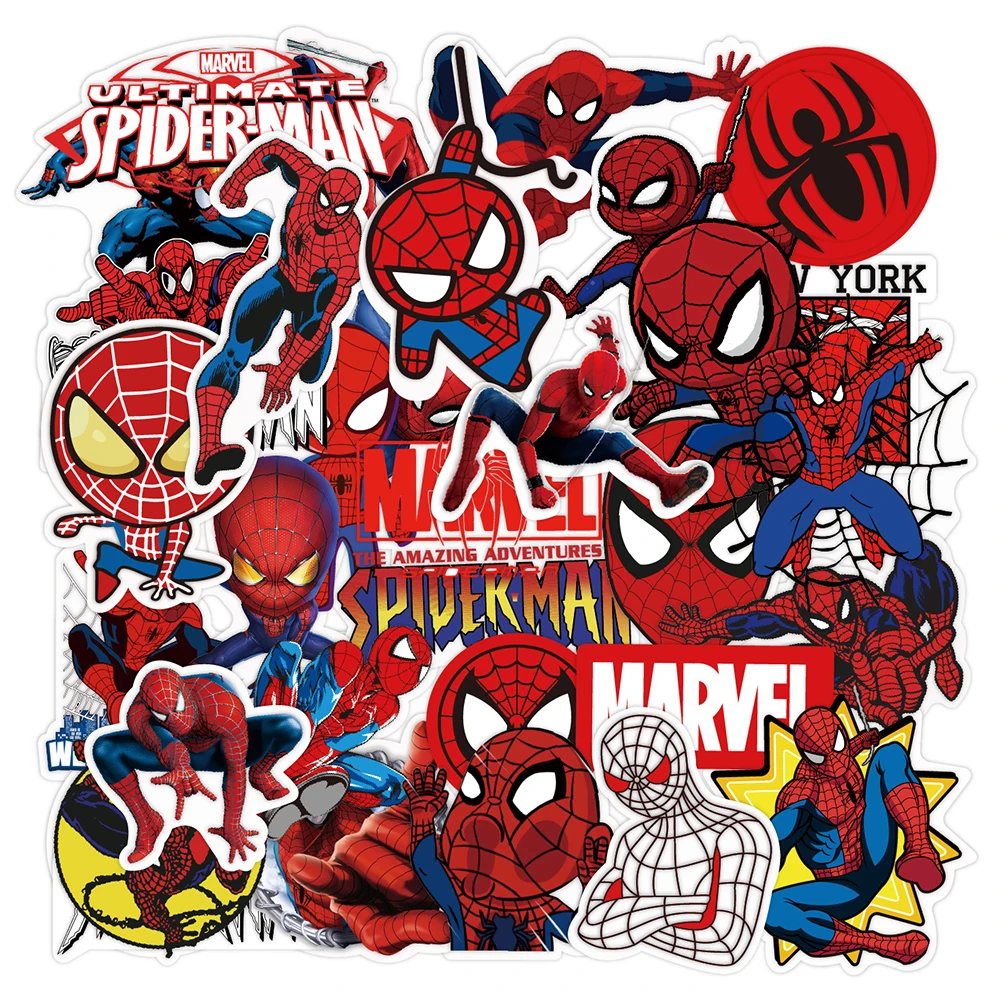 10/30/50PCS Disney Cartoon Spiderman Graffiti Stickers Cool Decals Waterproof Skateboard Laptop Motorcycle Kids DIY Sticker Toy