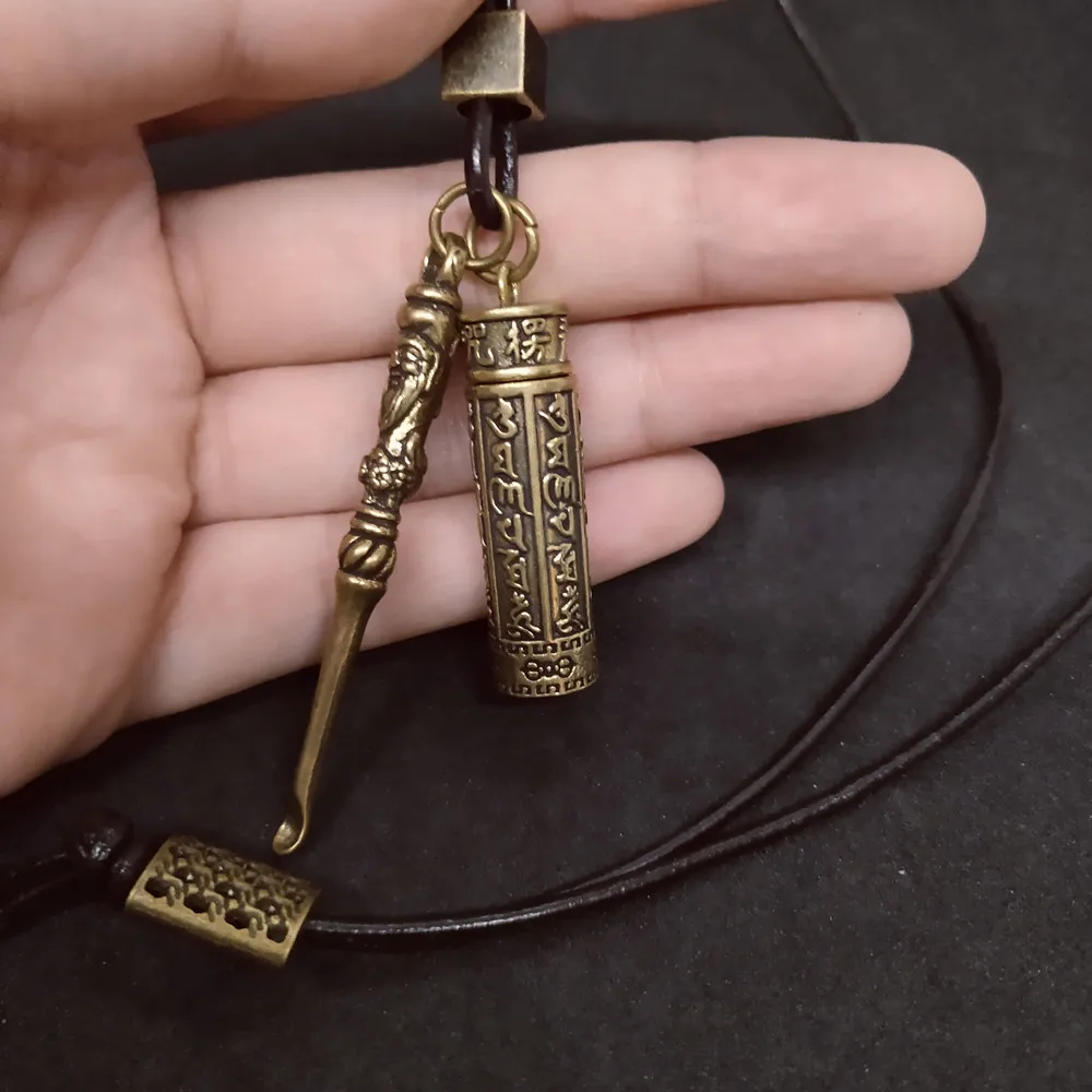 Brass Mini Spoon with Jar Pendants Locket Necklace Urn Storage bottles Locket pendant Retro Bronze Style Jewelry Accessories