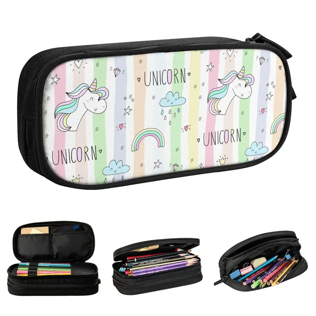 Unicorn Nursery Decor Rainbow Pencil Cases Pencil Pouch Pen Box for Student Large Storage Bag Students School Stationery