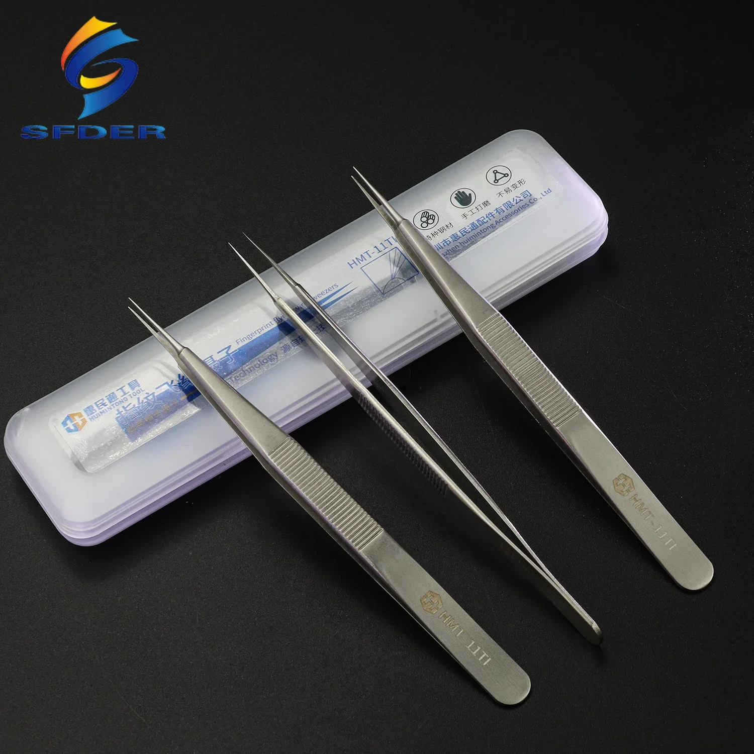 

Precision Tweezers Non-Magnetic Anti-Rust Stainless Steel Fingerprint Fly Wire Tweezer Electronics Phone Repair Tools