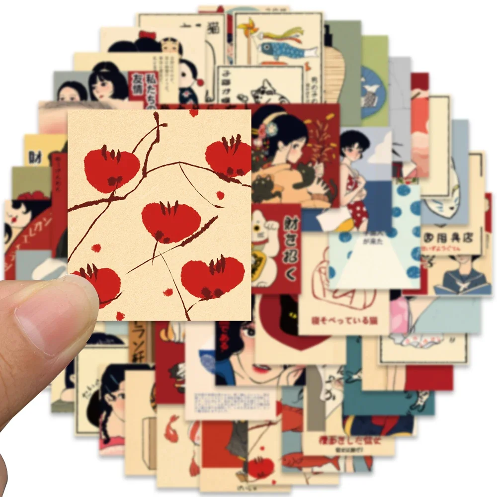 •50pcs Vintage Classic Japanese Anime Scrapbook Stickers DIY Diary Laptop Luggage Skateboard Graffiti Decal Classic Toys
