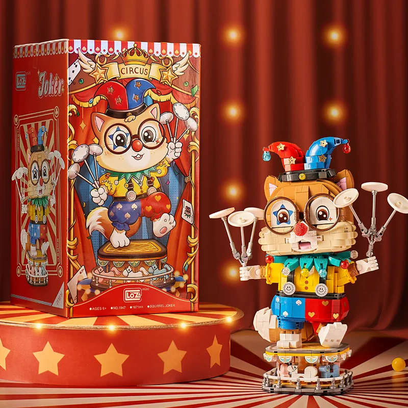 

Kawaii Clown Squirrel Figures Micro Building Blocks Cute 3D Circus Performance Model Mini Brick Toys For Kids Christmas Gift