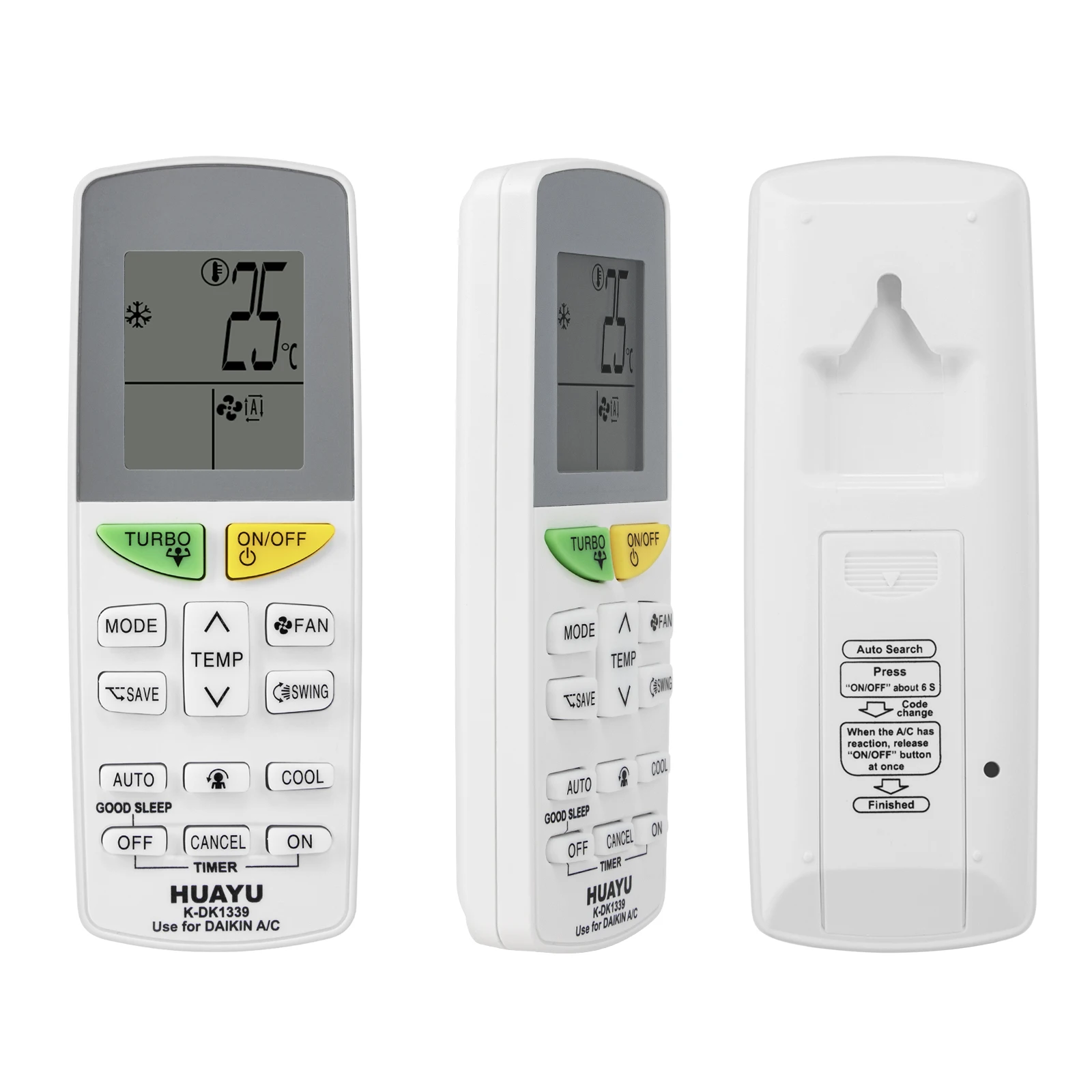 جهاز تحكم عن بعد عالمي A/C يستخدم فقط لاستبدال مكيف الهواء المخصص لجميع الموديلات من ماركة Daikin K-DK1339